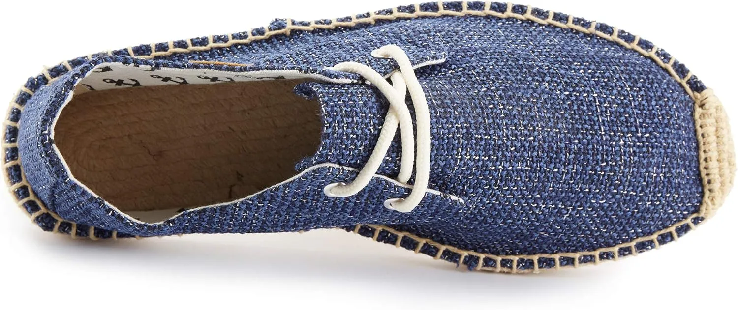 Men's Lace up Casual Canvas Slip on Flat Espadrille Shoes
