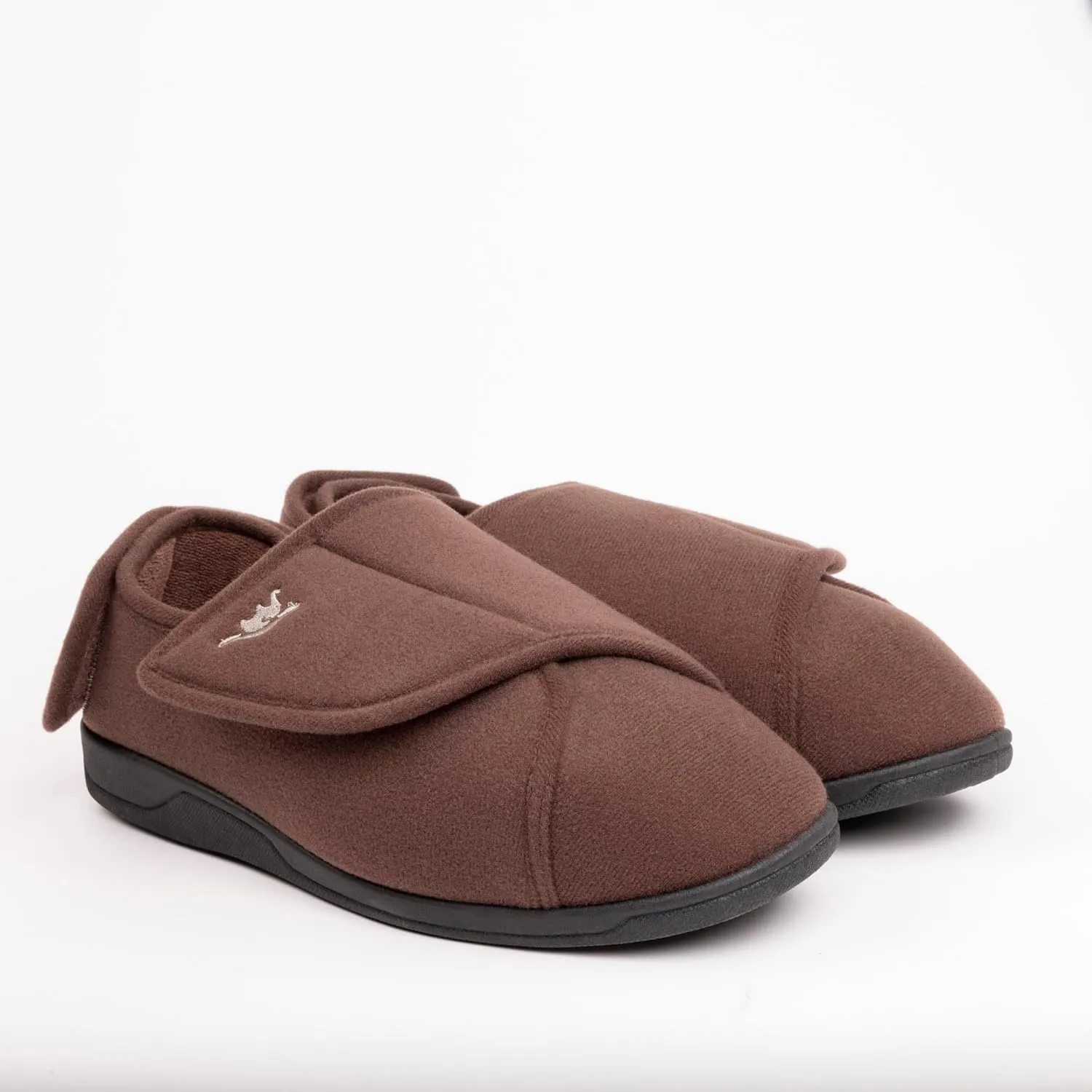Men's Memory Foam Diabetic Slippers with Adjustable Closure, Extra Wide Comfy Warm Plush Fleece Arthritis Edema Swollen Diabetic House Shoes Machine Washable with Anti Slip Sole