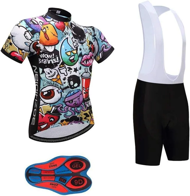 Men's Quick-Dry Cycling Jersey Set Road Bike Bicycle Shirt   Bib Shorts with 9D Gel Pad MTB Riding Clothing Kit