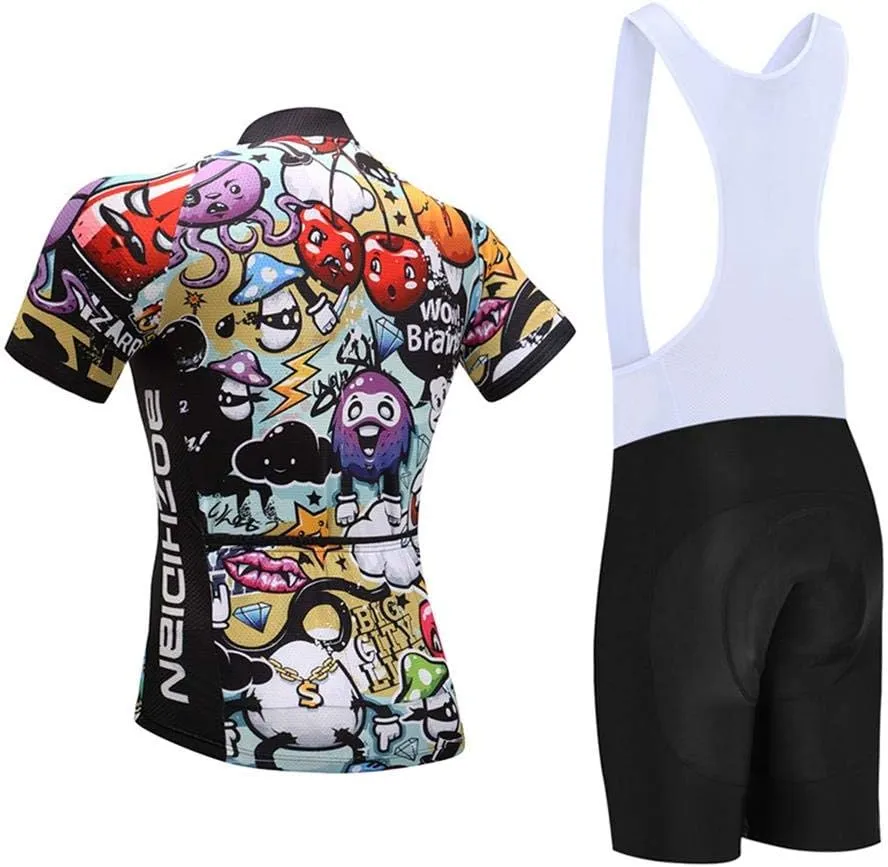 Men's Quick-Dry Cycling Jersey Set Road Bike Bicycle Shirt   Bib Shorts with 9D Gel Pad MTB Riding Clothing Kit