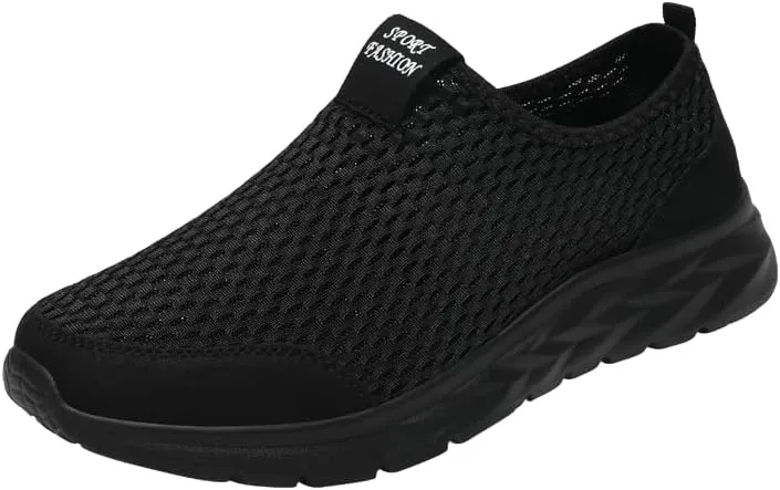 Men's Slip-on Mesh Sneakers - Casual Athletic Running - Comfy and Breathable Walking Shoes