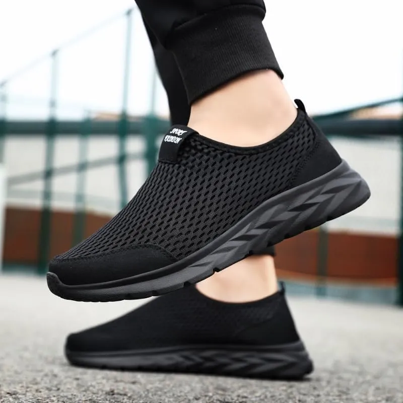 Men's Slip-on Mesh Sneakers - Casual Athletic Running - Comfy and Breathable Walking Shoes