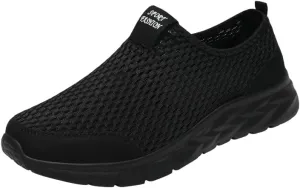 Men's Slip-on Mesh Sneakers - Casual Athletic Running - Comfy and Breathable Walking Shoes