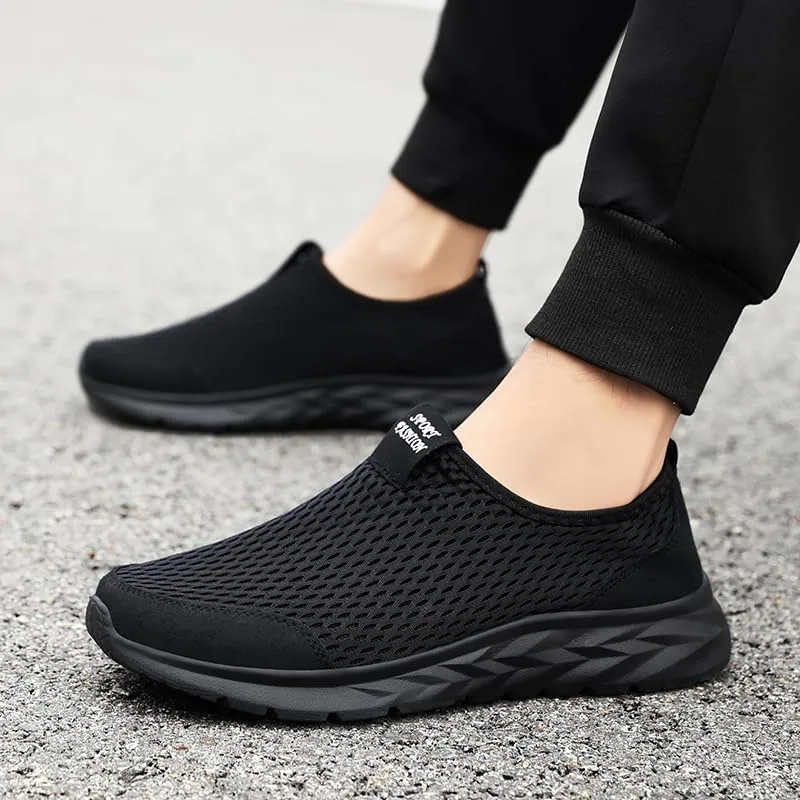 Men's Slip-on Mesh Sneakers - Casual Athletic Running - Comfy and Breathable Walking Shoes