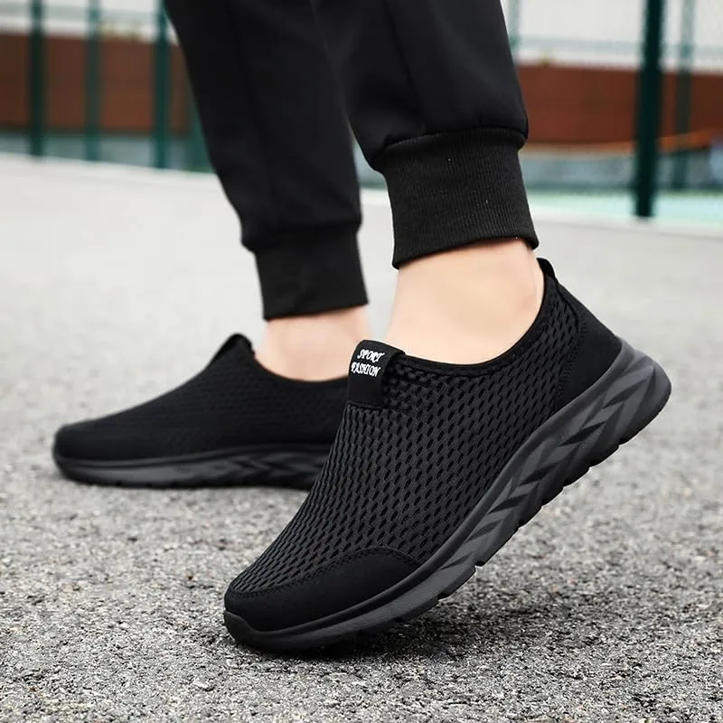 Men's Slip-on Mesh Sneakers - Casual Athletic Running - Comfy and Breathable Walking Shoes