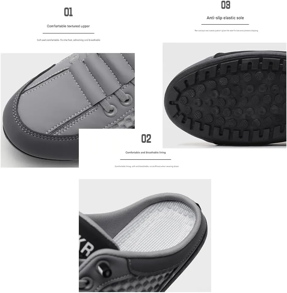 Men's Slip-On Mule Sneakers - Lightweight Breathable Knit Fabric - Casual Comfort for Indoor & Outdoor Wear