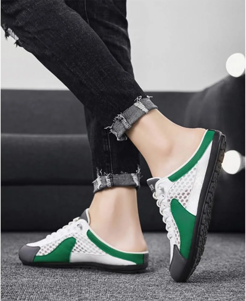 Men's Slip-On Mule Sneakers - Lightweight Breathable Knit Fabric - Casual Comfort for Indoor & Outdoor Wear