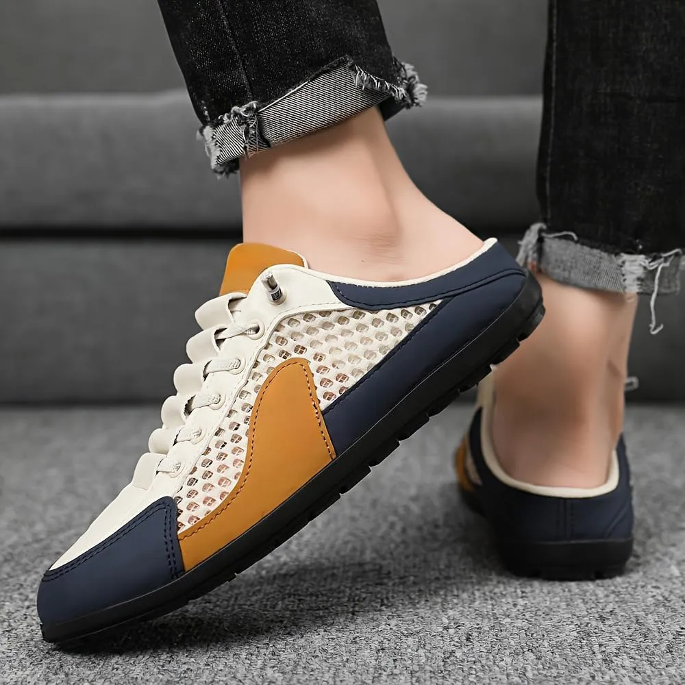Men's Slip-On Mule Sneakers - Lightweight Breathable Knit Fabric - Casual Comfort for Indoor & Outdoor Wear