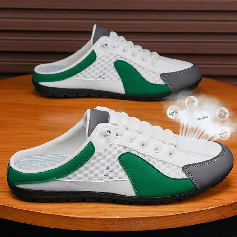 Men's Slip-On Mule Sneakers - Lightweight Breathable Knit Fabric - Casual Comfort for Indoor & Outdoor Wear