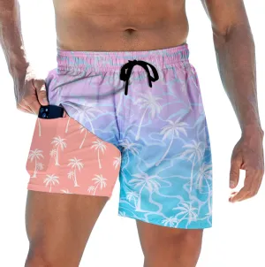 Mens Swim Trunks with Compression Liner 5.5" Inseam Quick Dry Swimsuit Shorts S-XXL