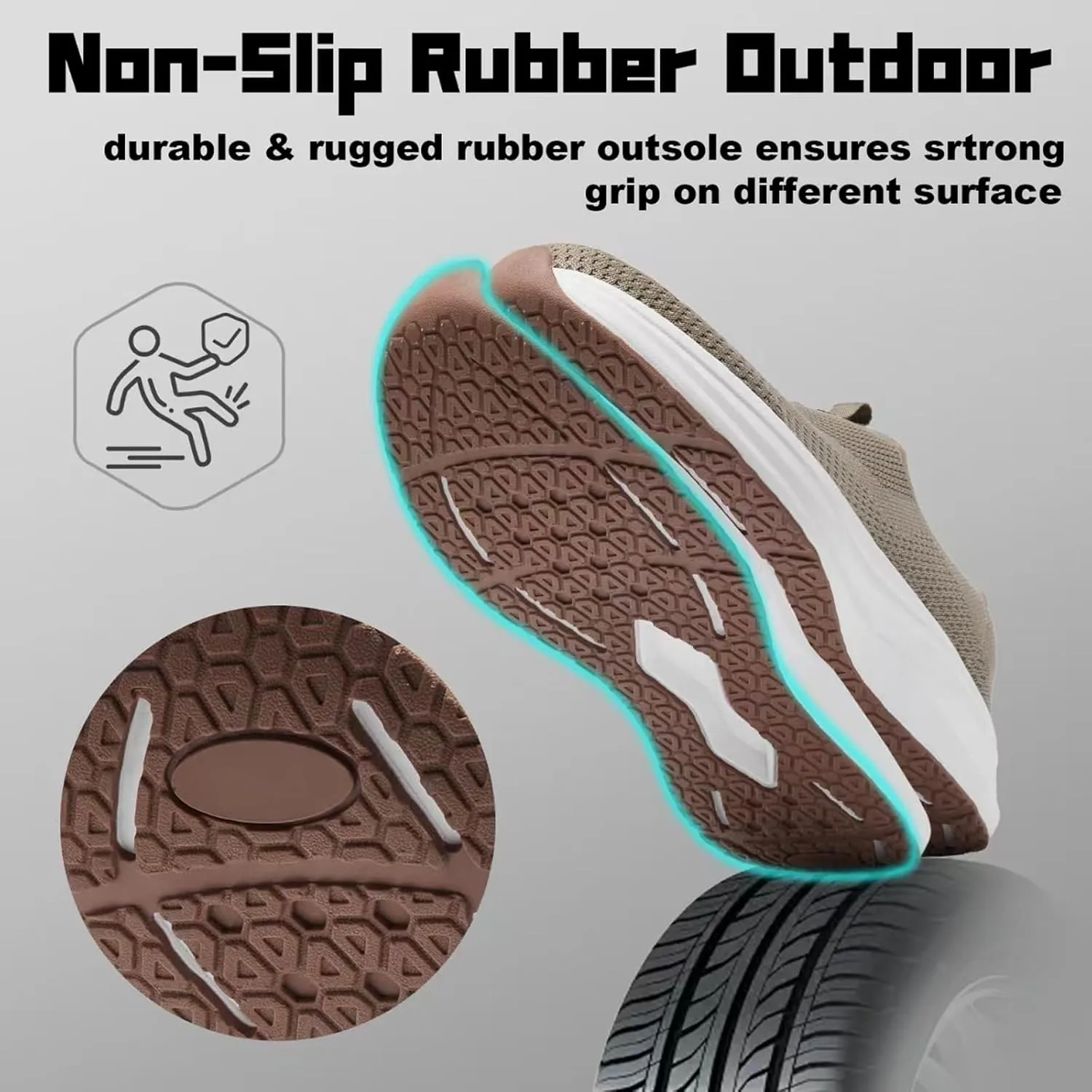 Men's Wide Non-Slip Walking Shoes Lightweight Breathable Knit Casual Sneakers Slip On Athletic Shoes Ultra Comfort Durable