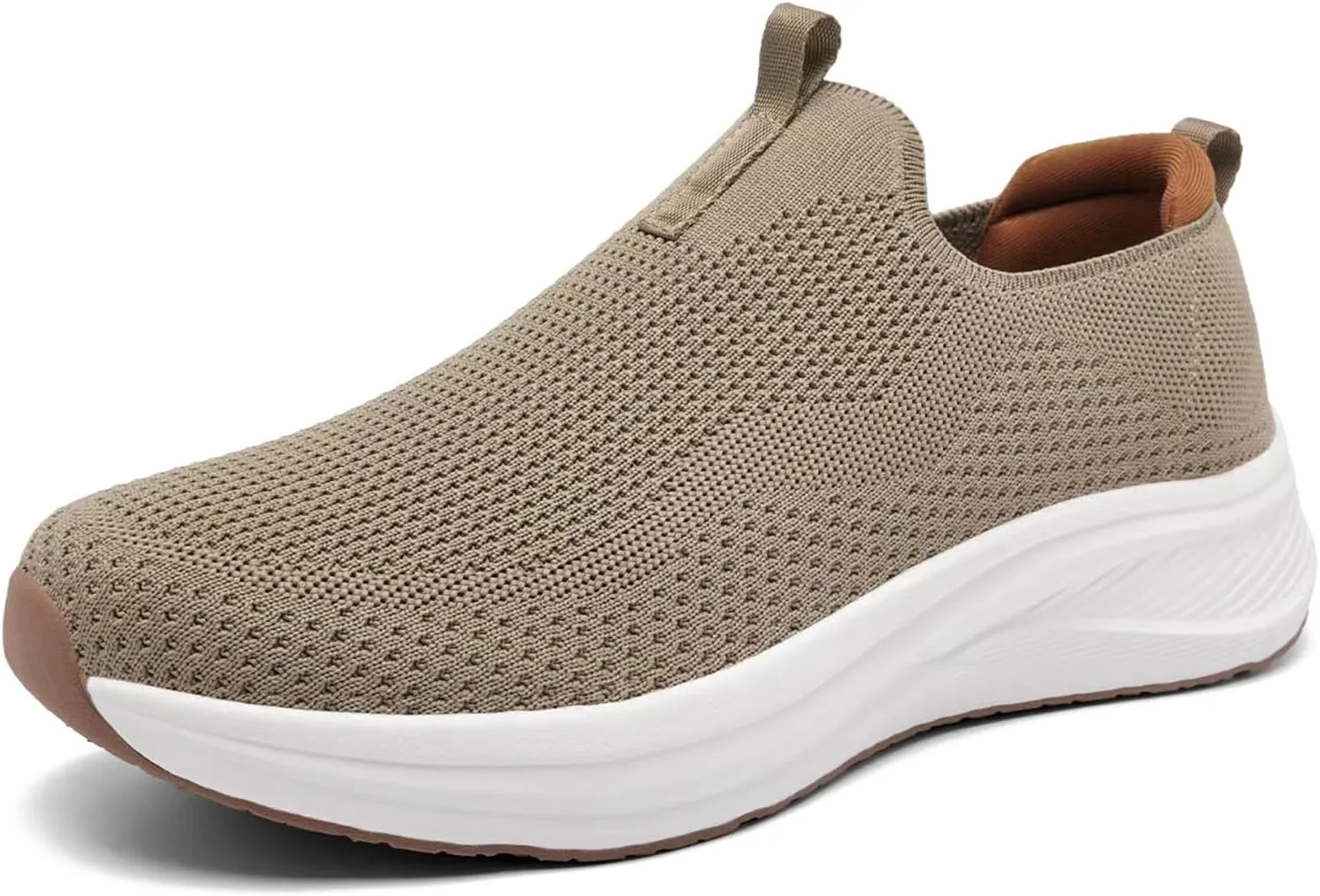 Men's Wide Non-Slip Walking Shoes Lightweight Breathable Knit Casual Sneakers Slip On Athletic Shoes Ultra Comfort Durable