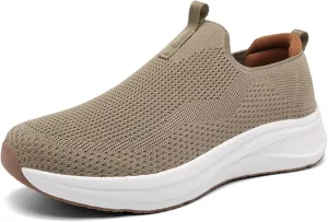 Men's Wide Non-Slip Walking Shoes Lightweight Breathable Knit Casual Sneakers Slip On Athletic Shoes Ultra Comfort Durable