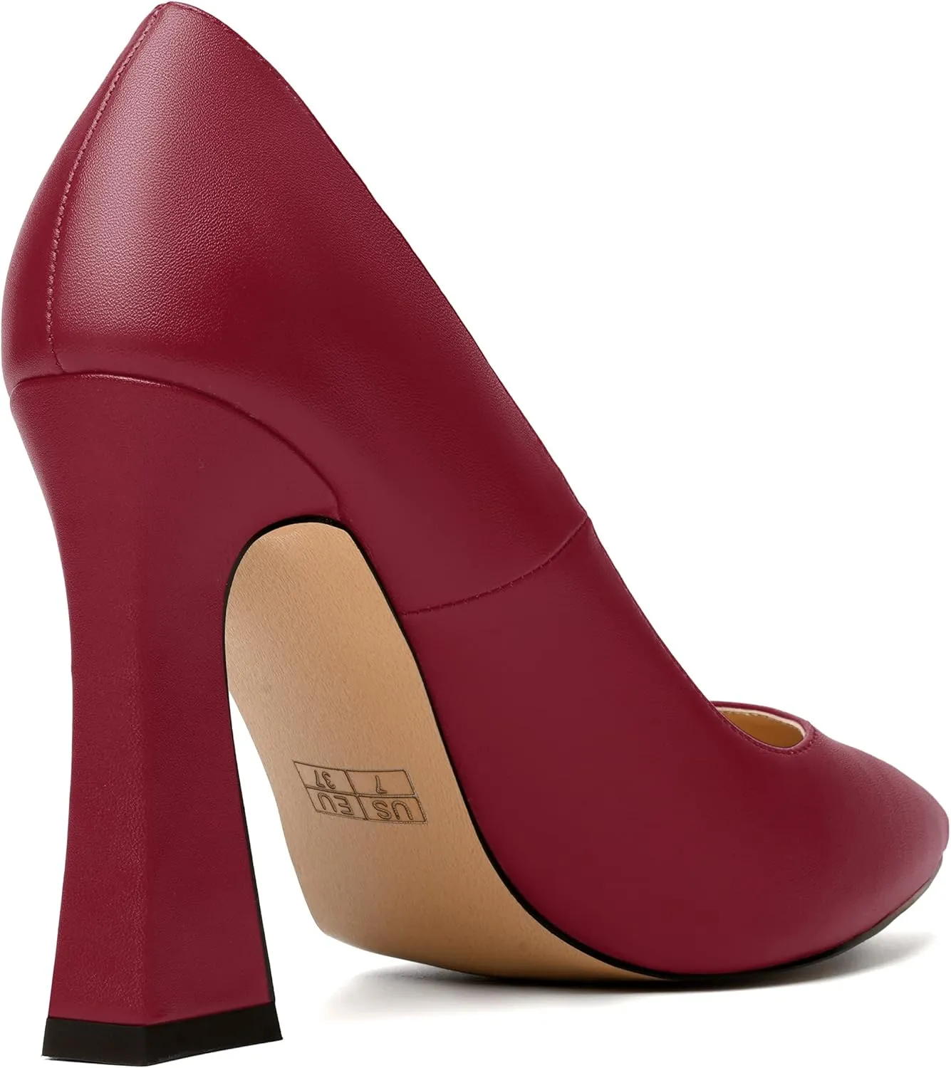 MERRORI Women's Chunky High Heels Slip On Block Pointed Toe Matte Dress Wedding Heel Pumps Shoes 4 Inch