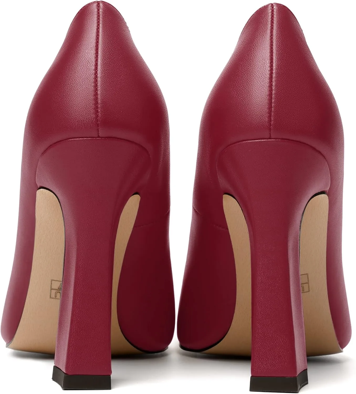 MERRORI Women's Chunky High Heels Slip On Block Pointed Toe Matte Dress Wedding Heel Pumps Shoes 4 Inch