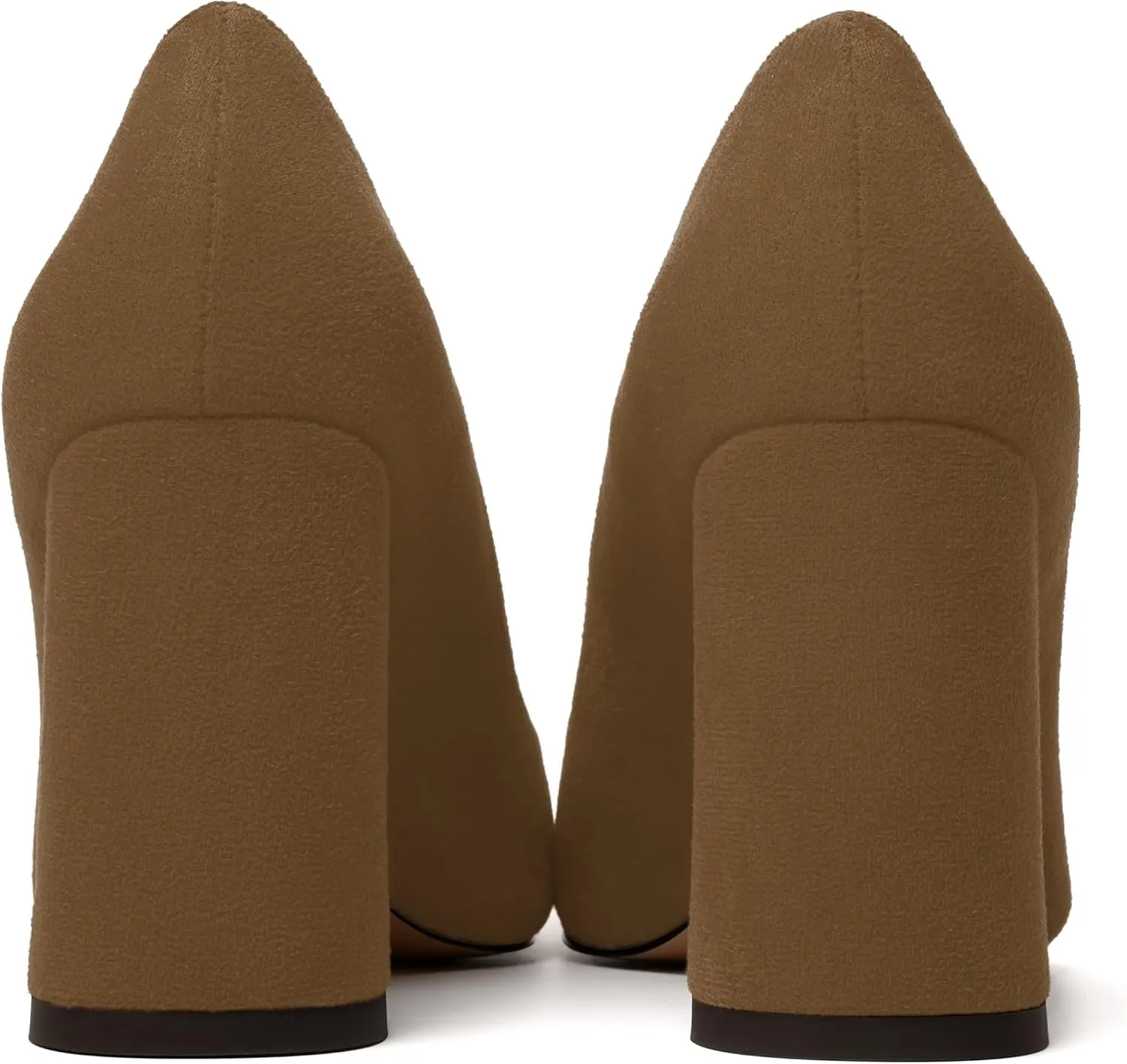 MERRORI Women's High Chunky Heels Block Suede Pointed Toe Office Slip On Dress Heel Pumps Shoes 3.3 Inch