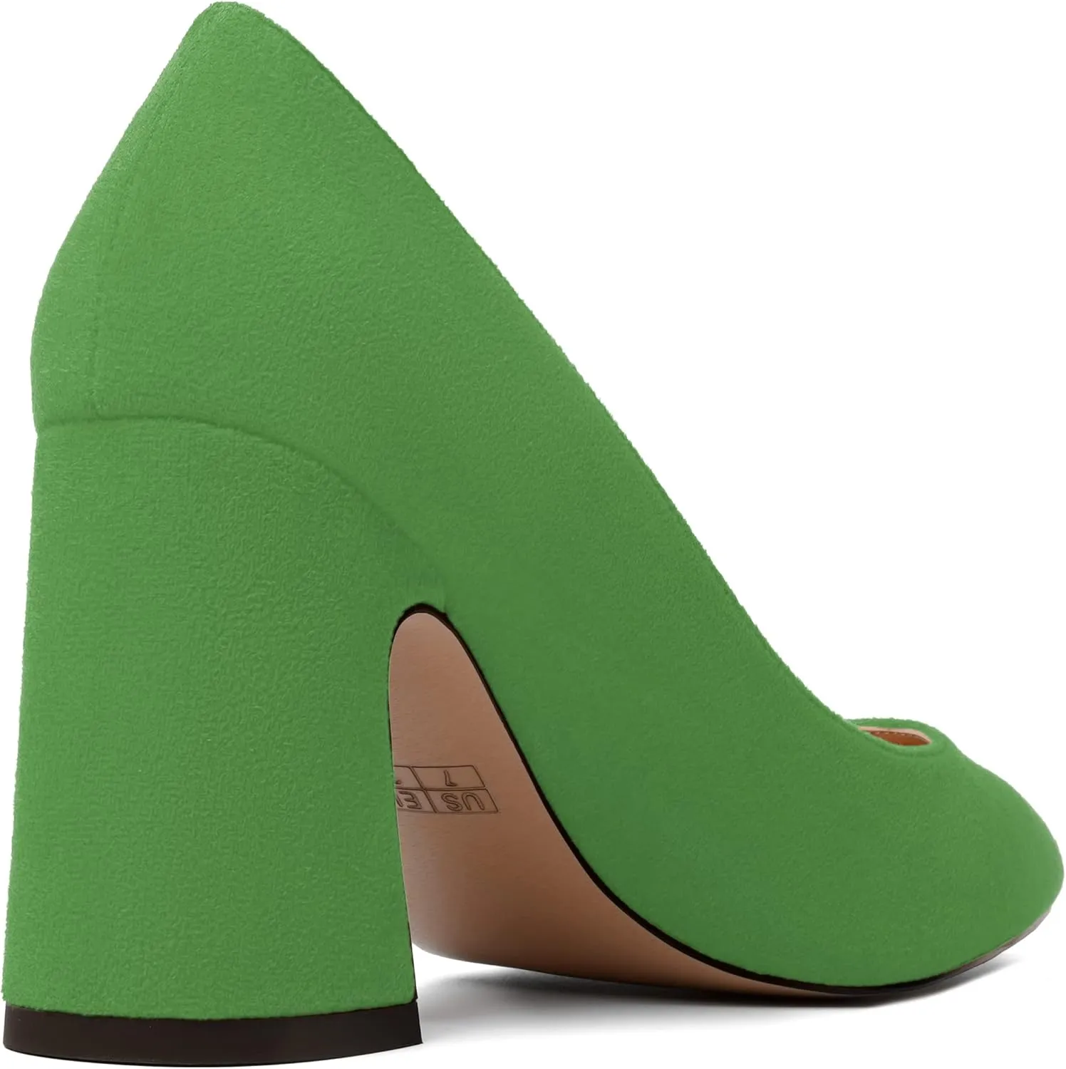 MERRORI Women's High Chunky Heels Block Suede Pointed Toe Office Slip On Dress Heel Pumps Shoes 3.3 Inch