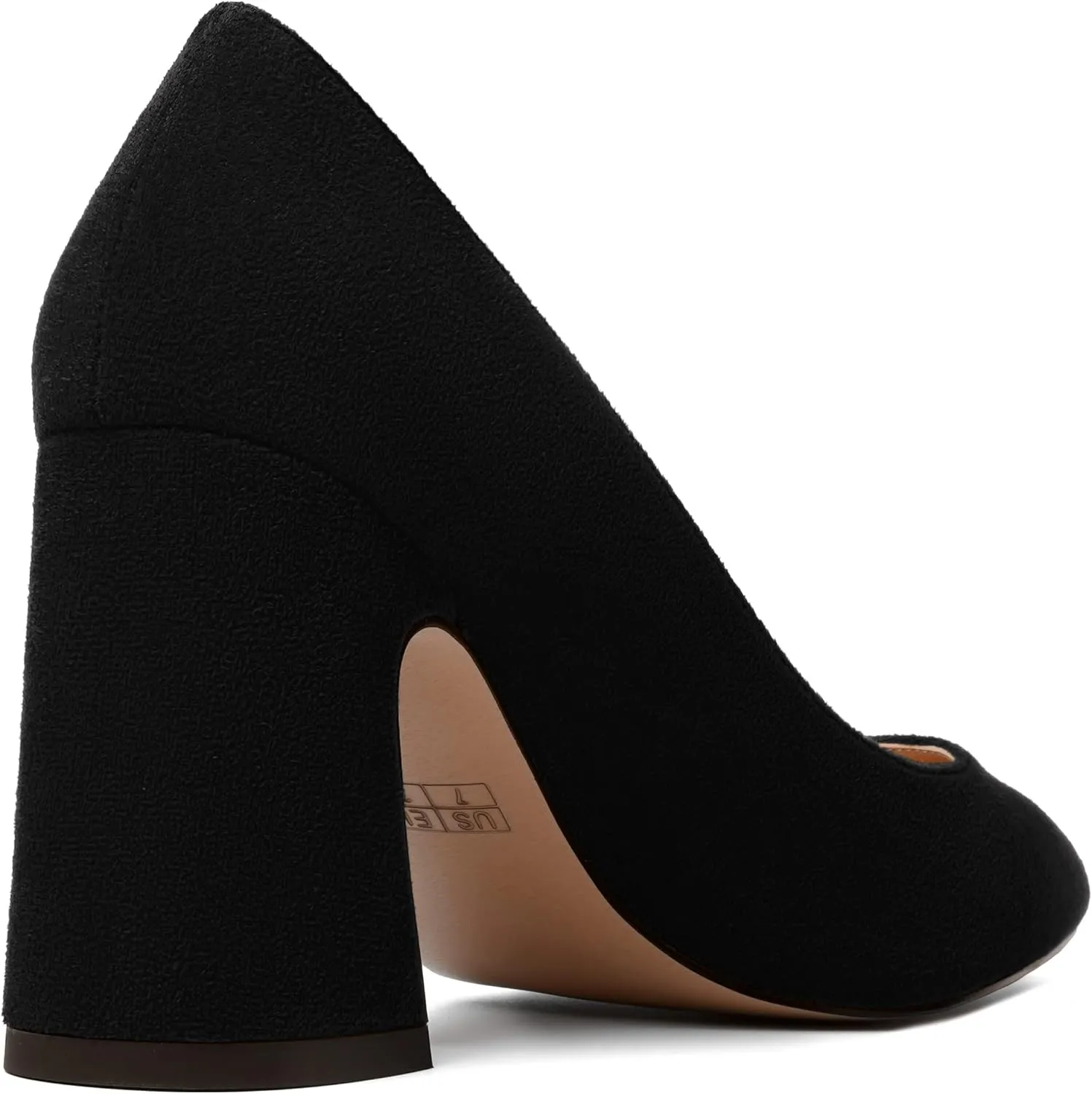 MERRORI Women's High Chunky Heels Block Suede Pointed Toe Office Slip On Dress Heel Pumps Shoes 3.3 Inch