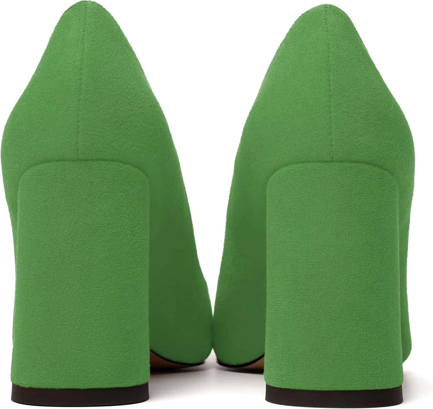 MERRORI Women's High Chunky Heels Block Suede Pointed Toe Office Slip On Dress Heel Pumps Shoes 3.3 Inch