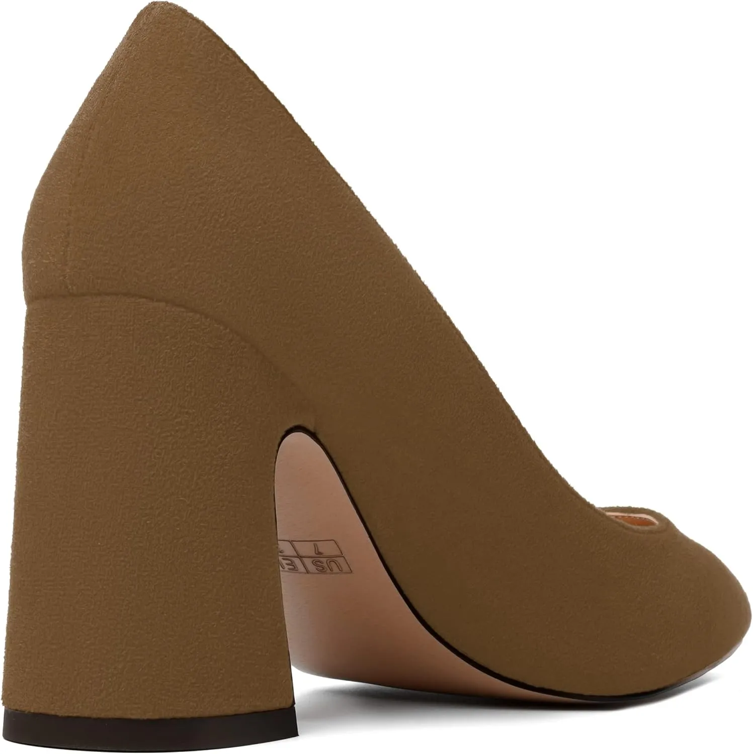 MERRORI Women's High Chunky Heels Block Suede Pointed Toe Office Slip On Dress Heel Pumps Shoes 3.3 Inch