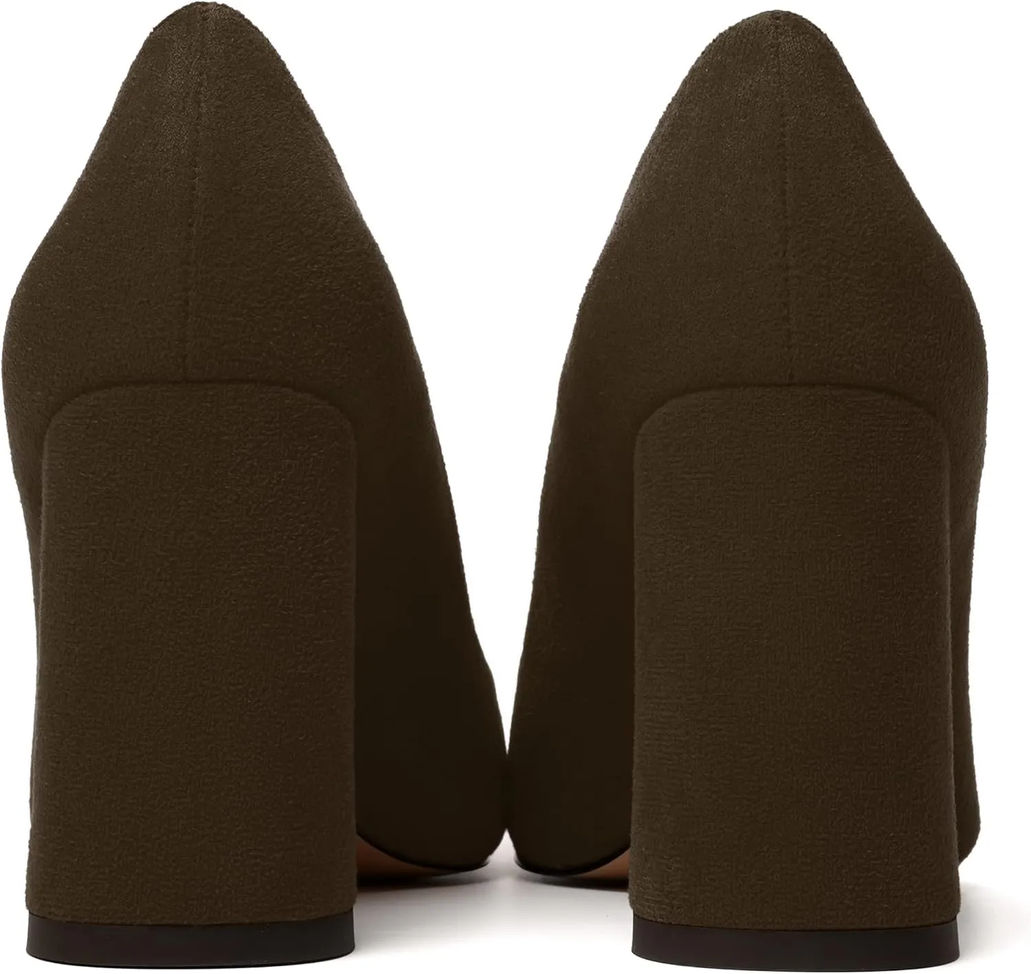 MERRORI Women's High Chunky Heels Block Suede Pointed Toe Office Slip On Dress Heel Pumps Shoes 3.3 Inch