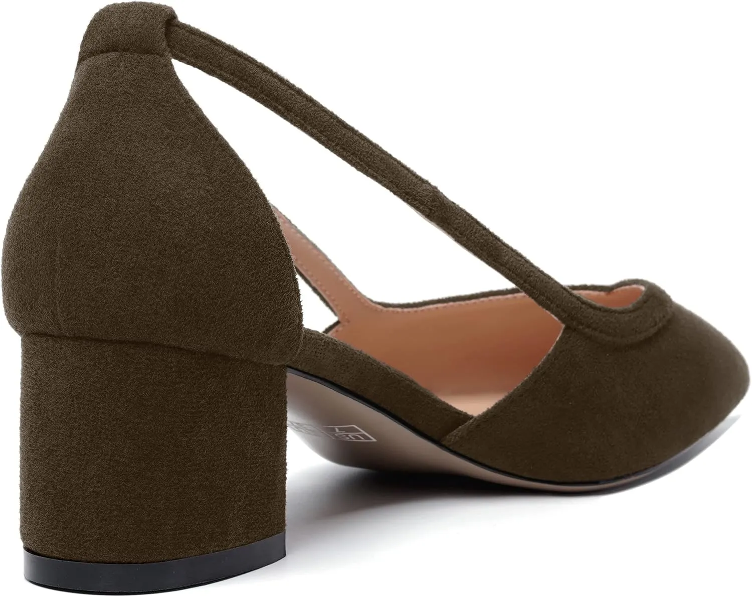 MERRORI Womens Pointed Toe Dress Heels Casual Slip On Suede Office Block Low Heel Pumps Shoes 2 Inch