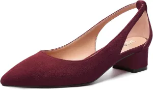 MERRORI Womens Pointed Toe Dress Slip On Suede Evening Chunky Low Heel Pumps Shoes 1.5 Inch