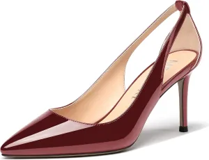 MERRORI Women's Pointed Toe Party Patent Solid Fashion Slip On Stiletto High Heel Pumps Shoes 3.3 Inch