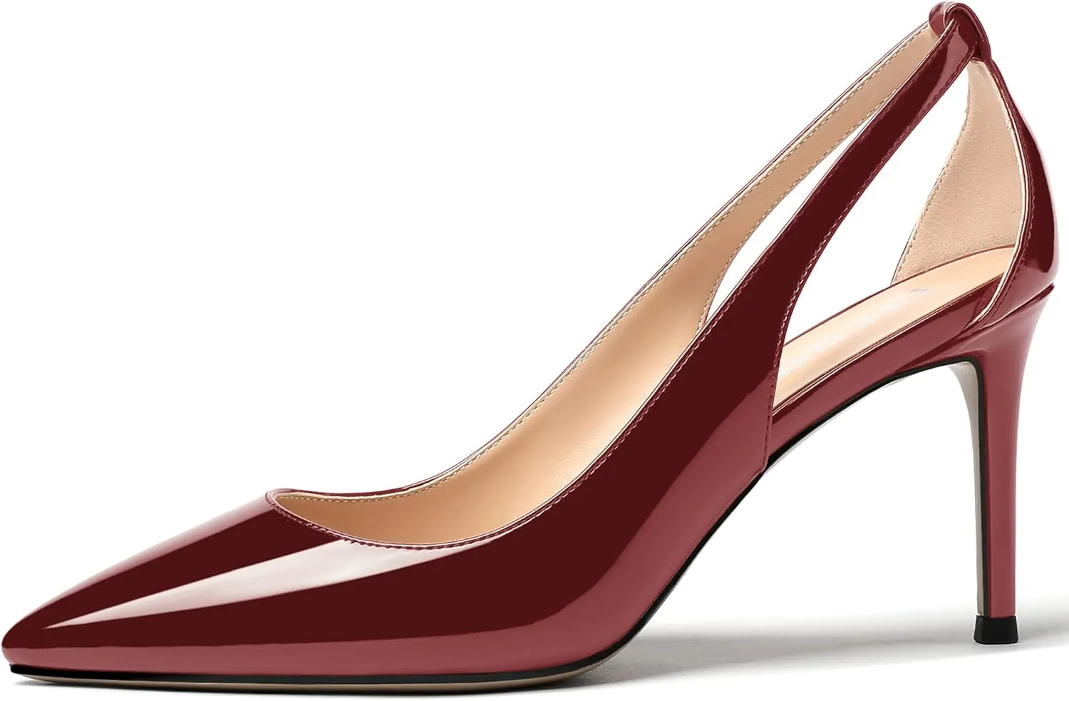 MERRORI Women's Pointed Toe Party Patent Solid Fashion Slip On Stiletto High Heel Pumps Shoes 3.3 Inch