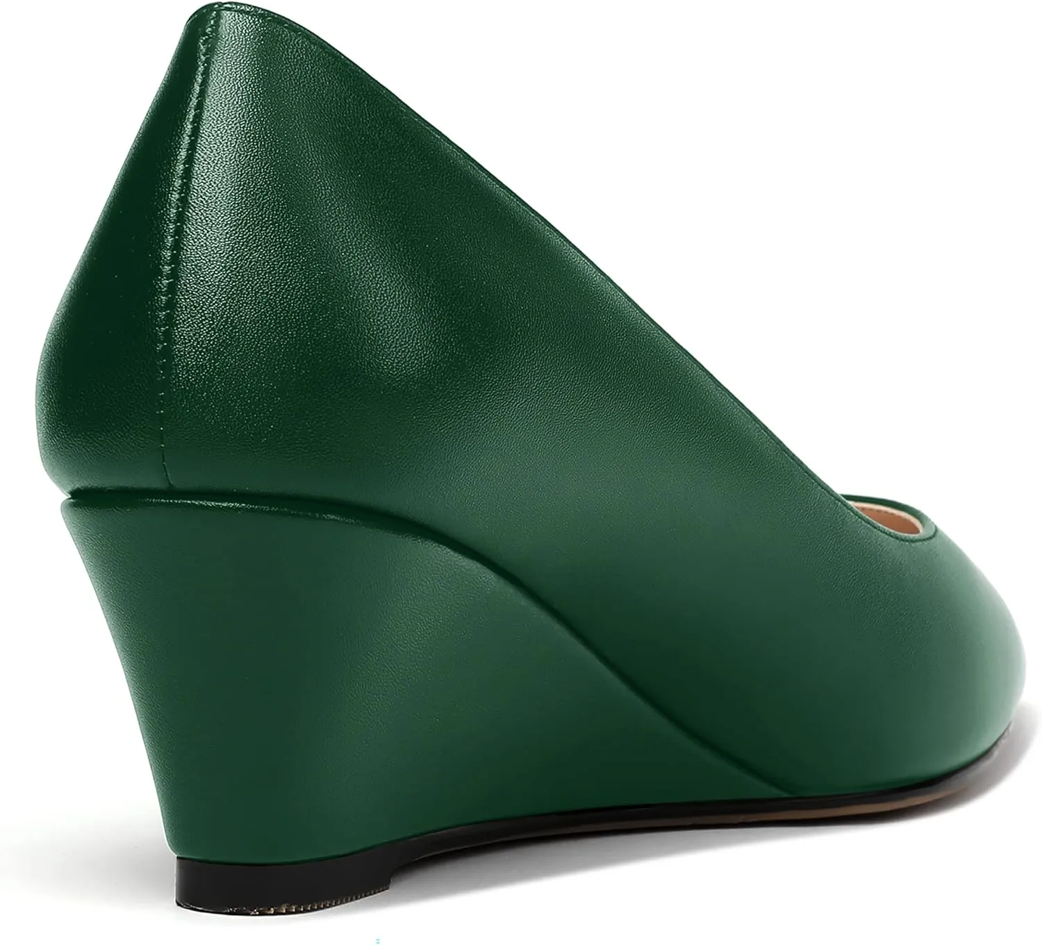 MERRORI Women's Pumps Wedge Heels Low Heel Slip On Matte Pointed Toe Pumps Womens Shoes 2 Inch