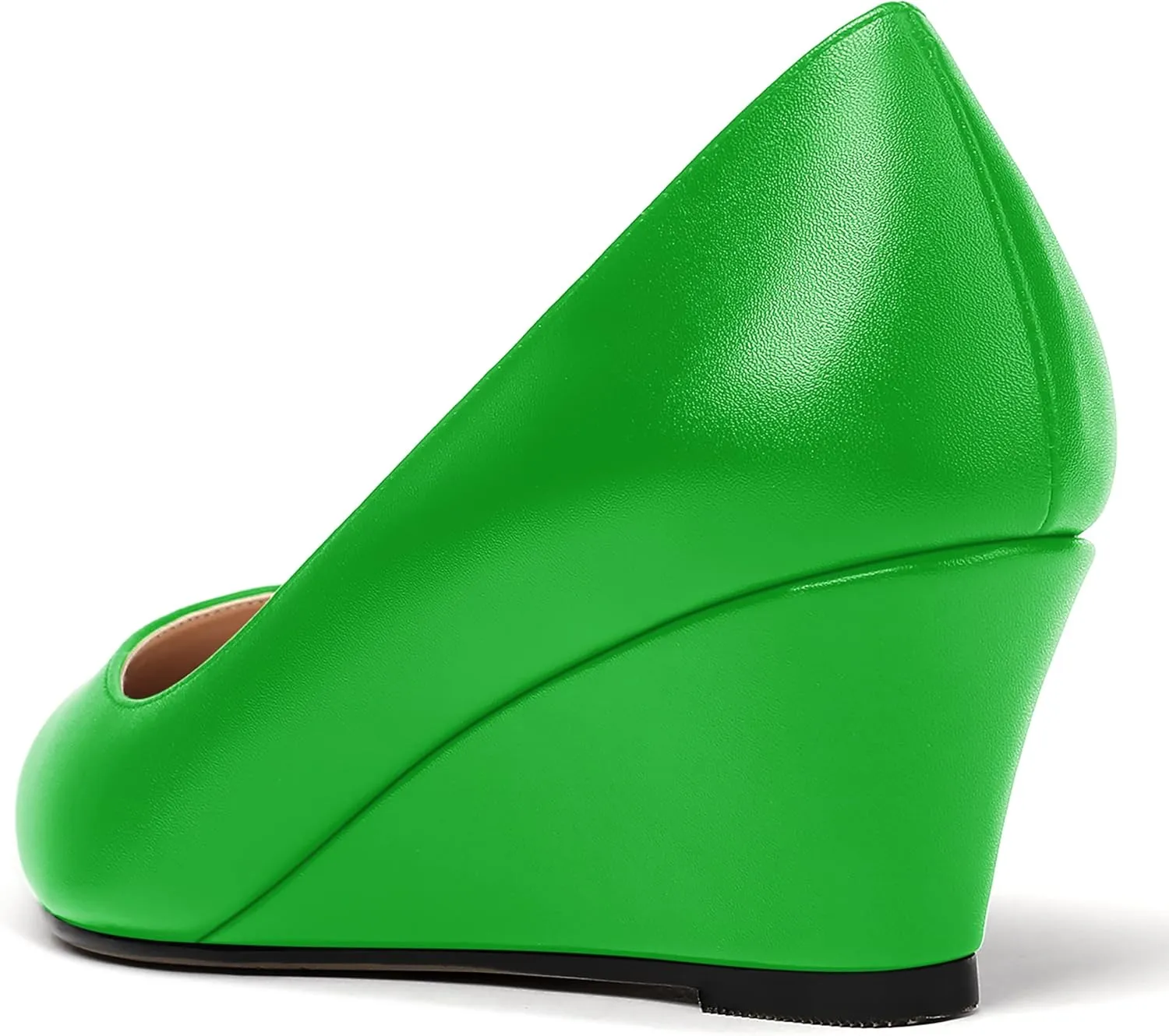 MERRORI Women's Pumps Wedge Heels Low Heel Slip On Matte Pointed Toe Pumps Womens Shoes 2 Inch