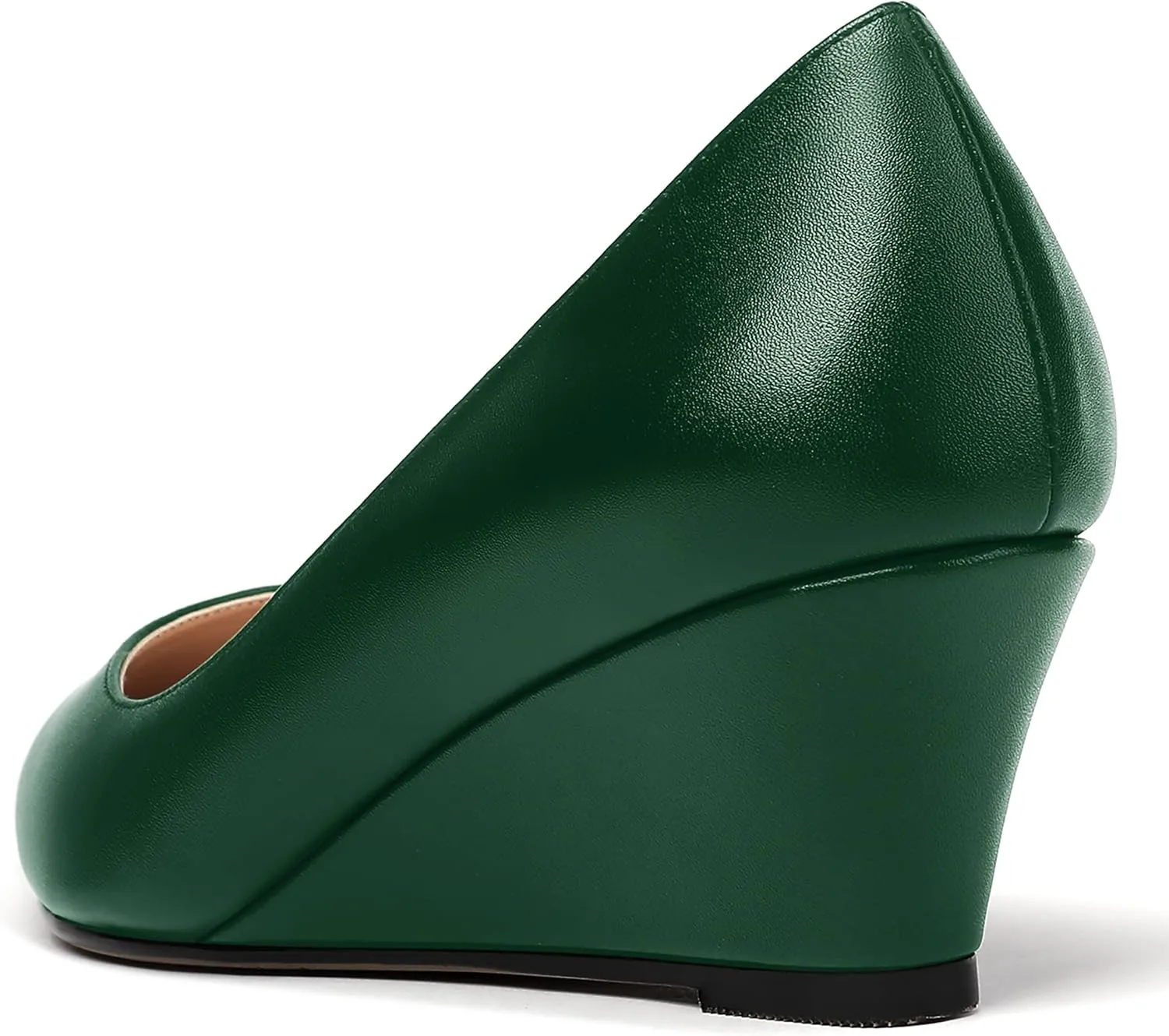MERRORI Women's Pumps Wedge Heels Low Heel Slip On Matte Pointed Toe Pumps Womens Shoes 2 Inch