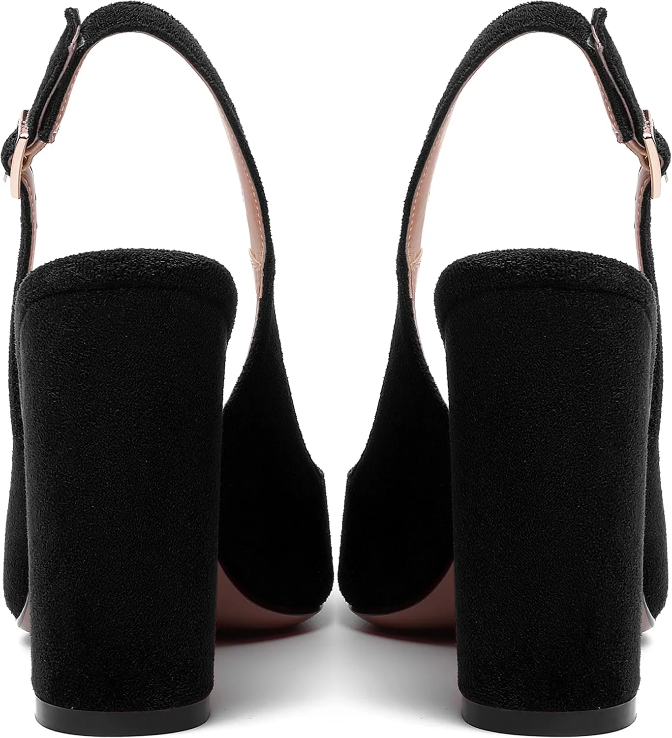 MERRORI Womens Slip On Block Elegant Suede Pointed Toe Bridal Dress Chunky High Heel Pumps Shoes 4 Inch