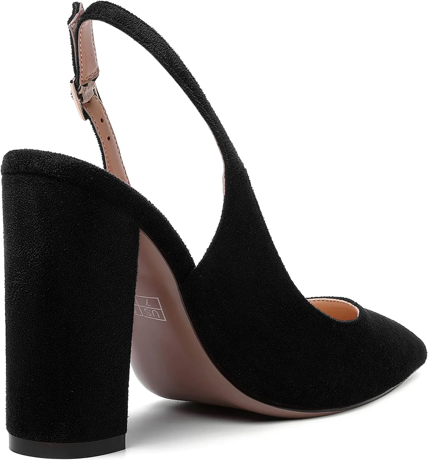 MERRORI Womens Slip On Block Elegant Suede Pointed Toe Bridal Dress Chunky High Heel Pumps Shoes 4 Inch