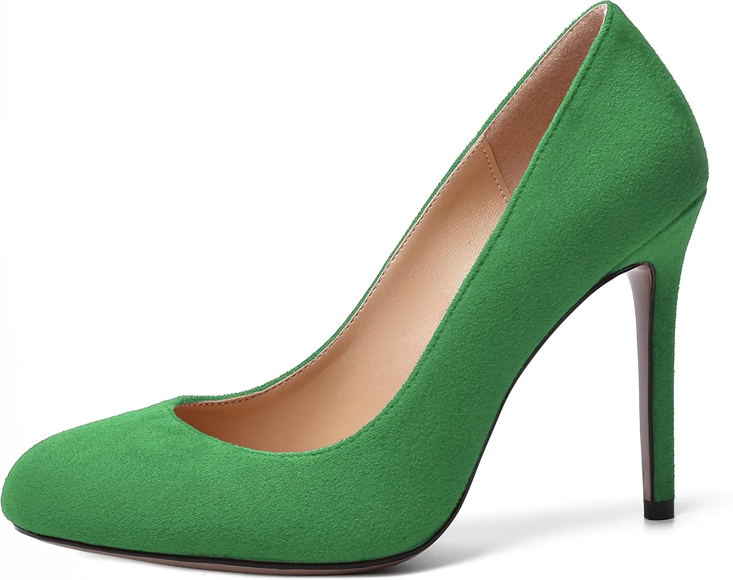 MERRORI Womens Slip On Classic Platform Round Toe Elegent Party Suede Stiletto High Heel Pumps Shoes 4 Inch