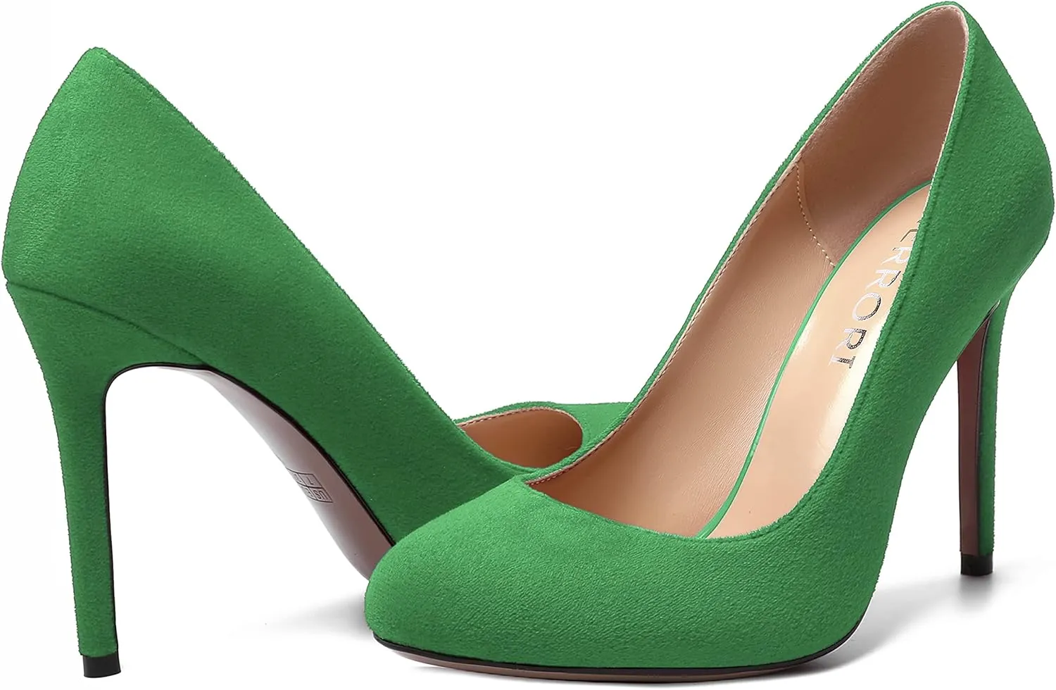 MERRORI Womens Slip On Classic Platform Round Toe Elegent Party Suede Stiletto High Heel Pumps Shoes 4 Inch