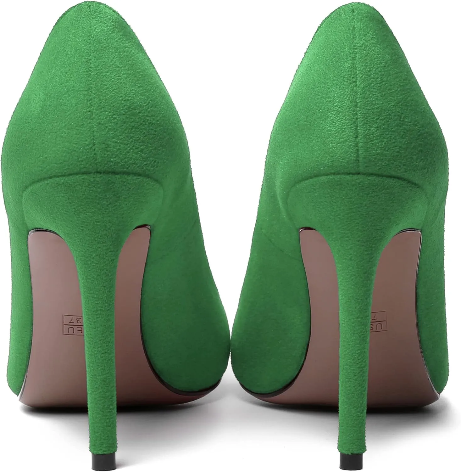 MERRORI Womens Slip On Classic Platform Round Toe Elegent Party Suede Stiletto High Heel Pumps Shoes 4 Inch