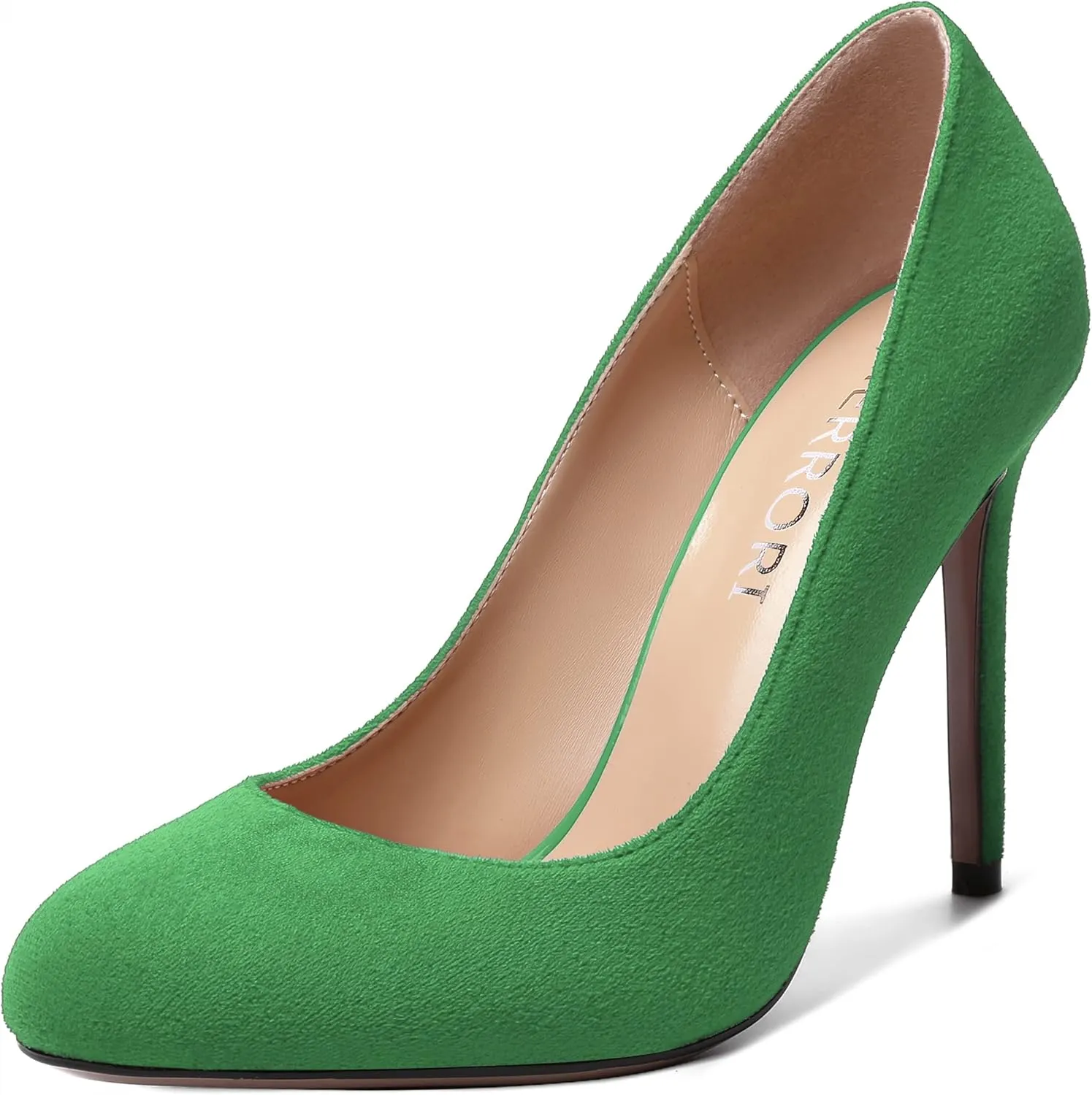 MERRORI Womens Slip On Classic Platform Round Toe Elegent Party Suede Stiletto High Heel Pumps Shoes 4 Inch