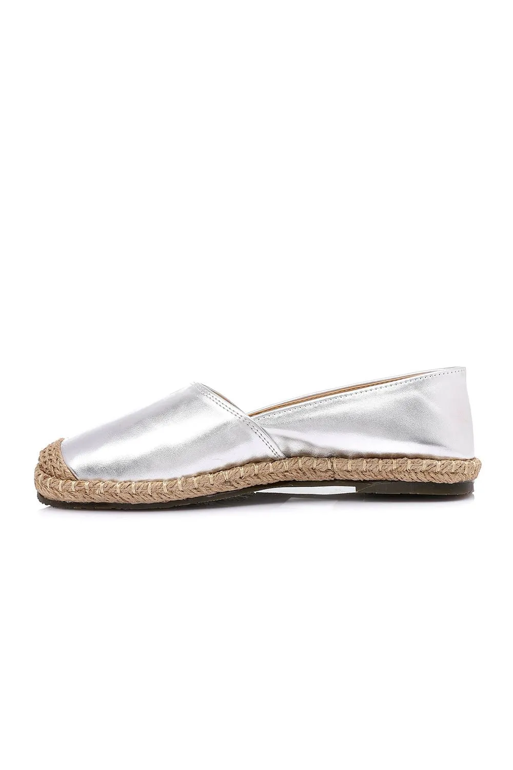 Metallic Espadrille with Straw Frame