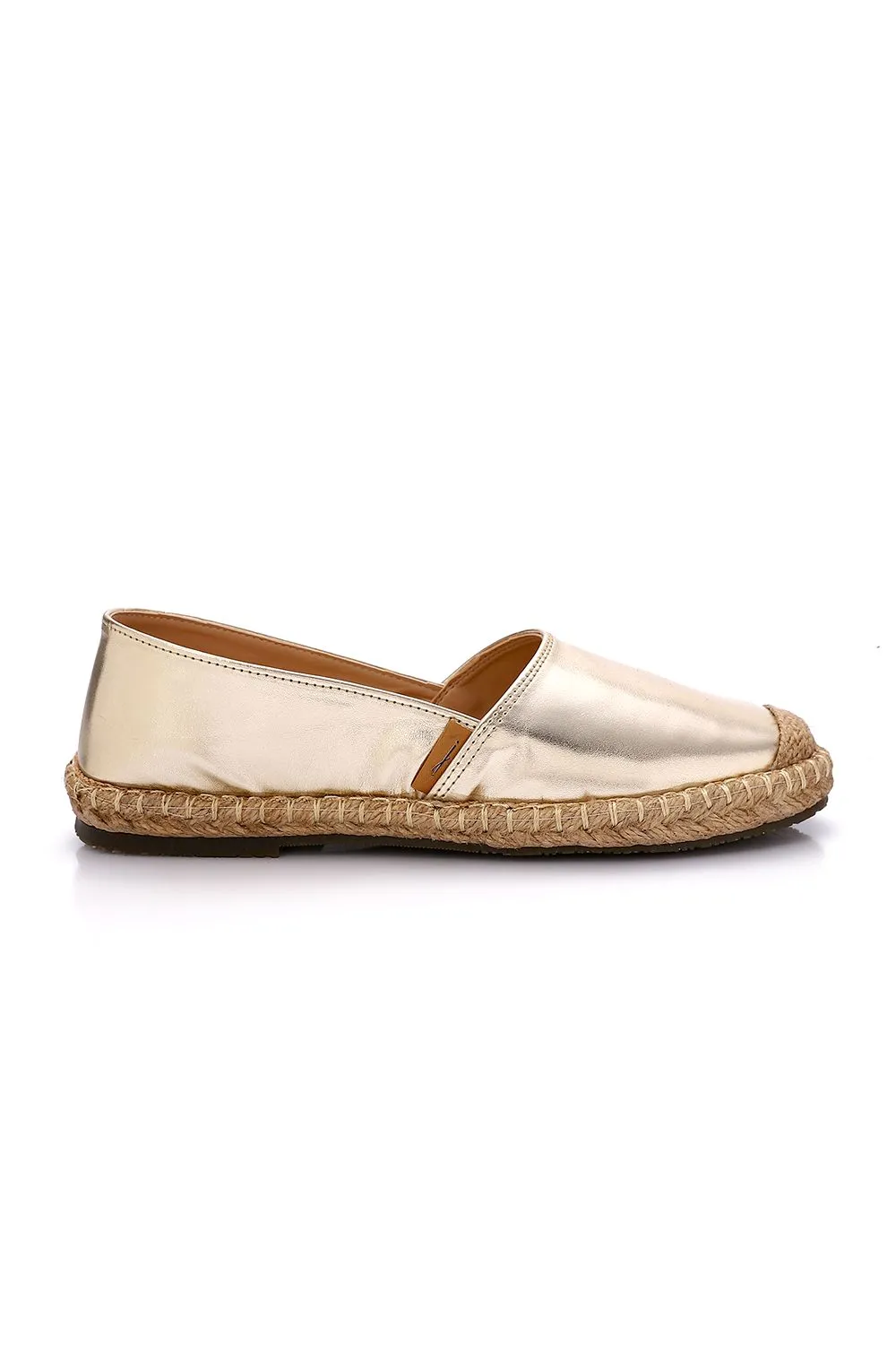 Metallic Espadrille with Straw Frame