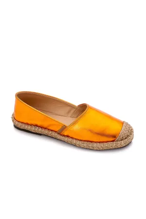 Metallic Espadrille with Straw Frame