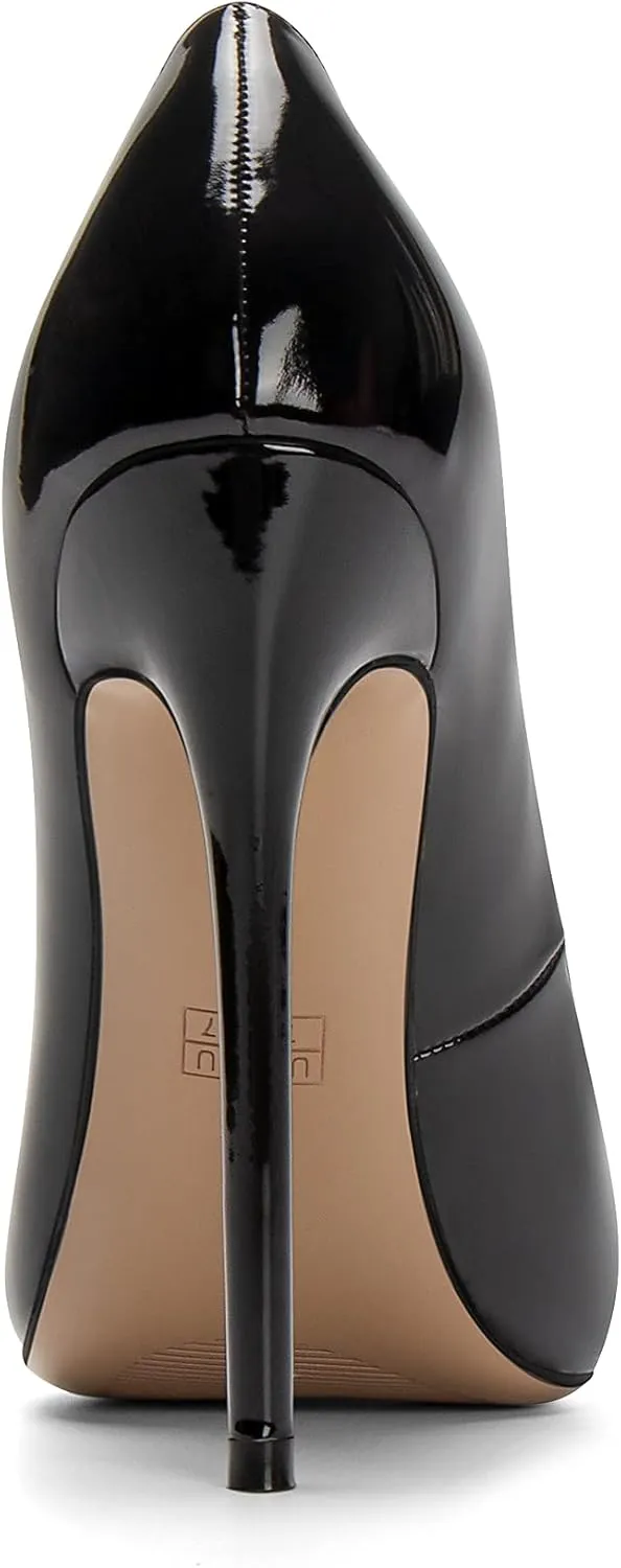 Mettesally Women's High Heel Pumps Round Closed Toe Stiletto Heels Slip On Party Wedding Dress Shoes