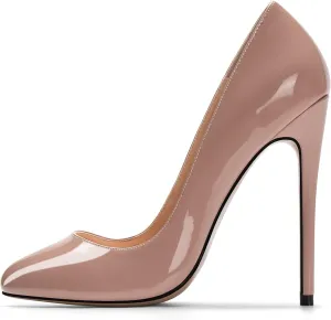 Mettesally Women's High Heel Pumps Round Closed Toe Stiletto Heels Slip On Party Wedding Dress Shoes