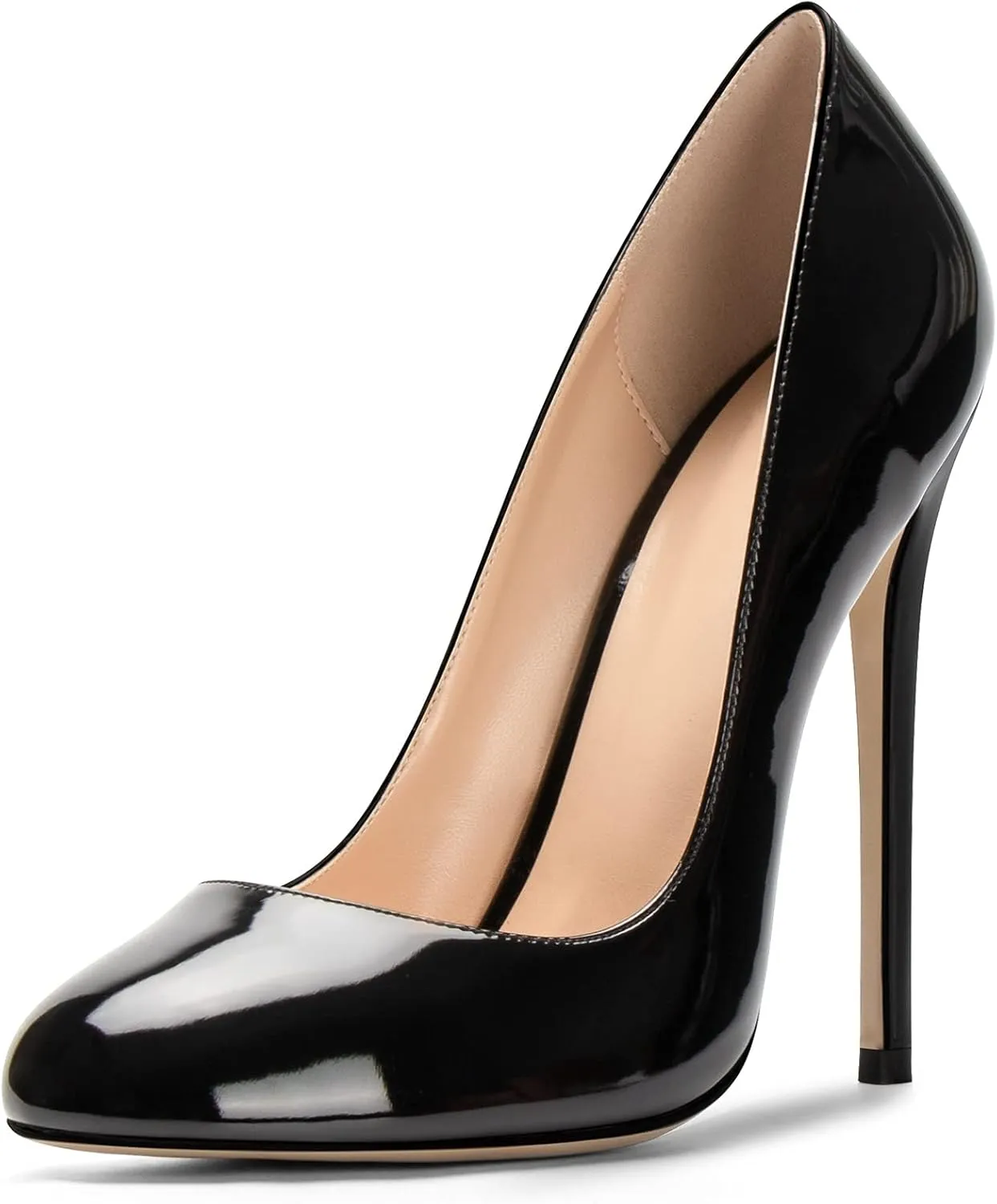 Mettesally Women's High Heel Pumps Round Closed Toe Stiletto Heels Slip On Party Wedding Dress Shoes