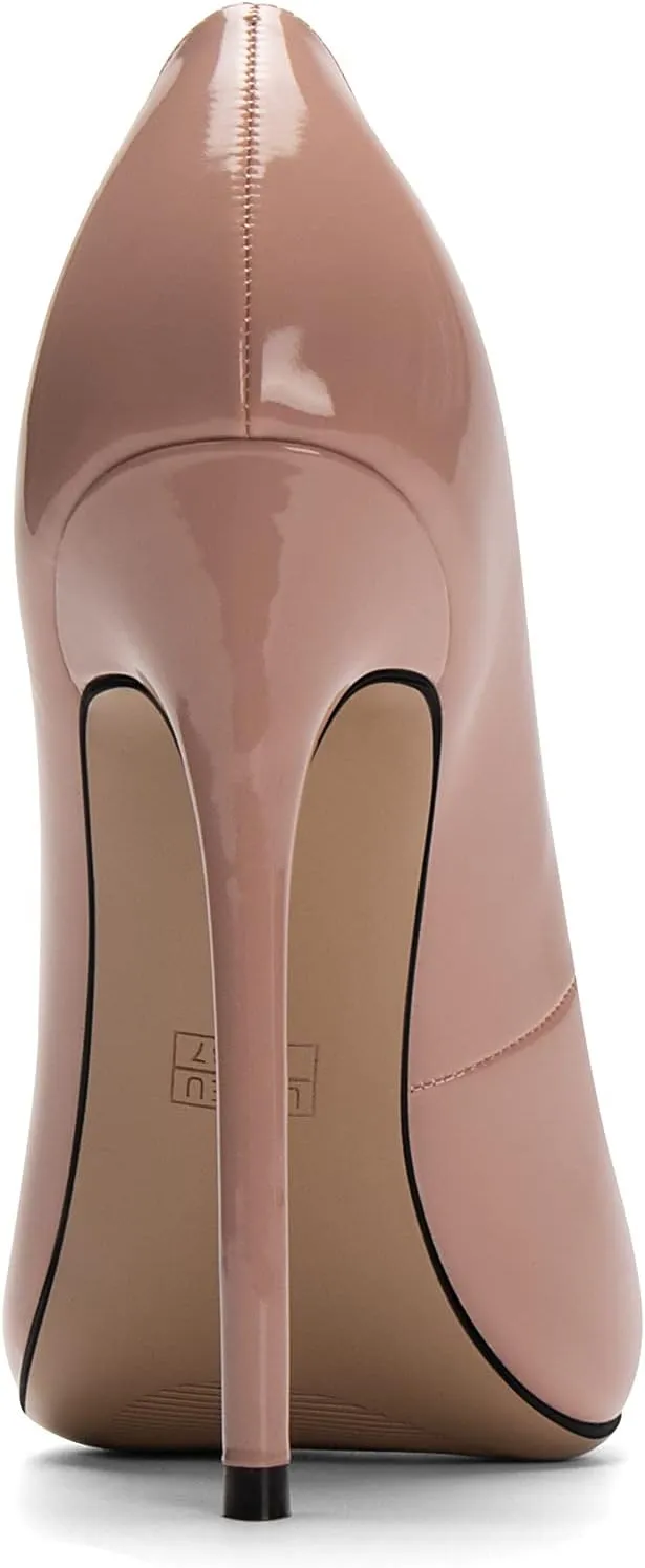 Mettesally Women's High Heel Pumps Round Closed Toe Stiletto Heels Slip On Party Wedding Dress Shoes