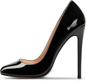Mettesally Women's High Heel Pumps Round Closed Toe Stiletto Heels Slip On Party Wedding Dress Shoes