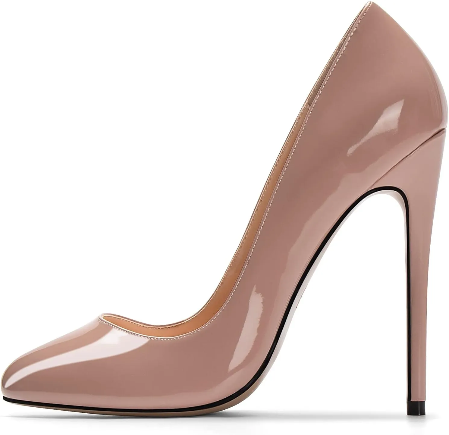 Mettesally Women's High Heel Pumps Round Closed Toe Stiletto Heels Slip On Party Wedding Dress Shoes