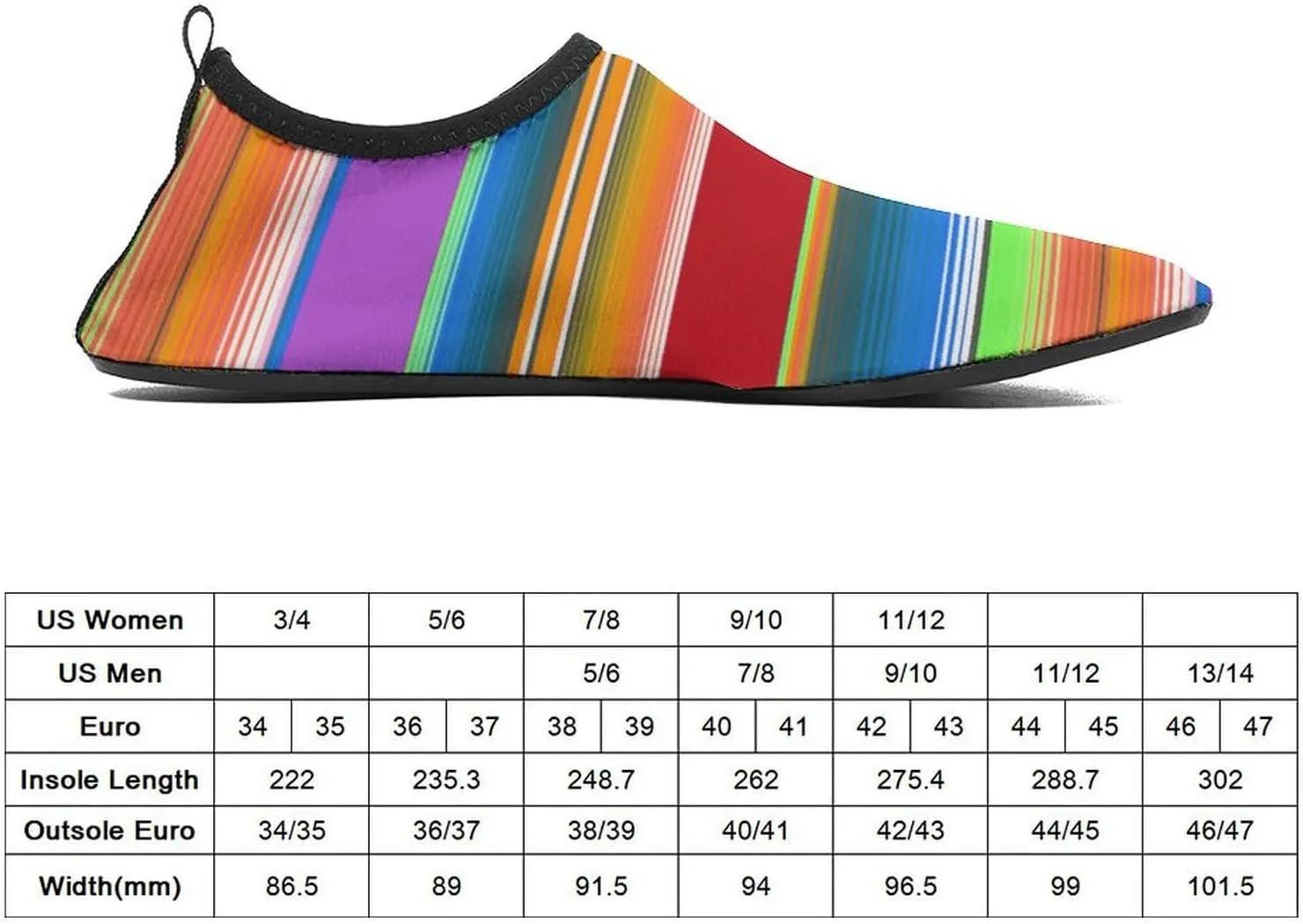 Mexican Stripes Water Shoes Men Women Non Slip Water Shoes Quick Dry Barefoot Aqua Socks Swim Shoes Outdoor Sports
