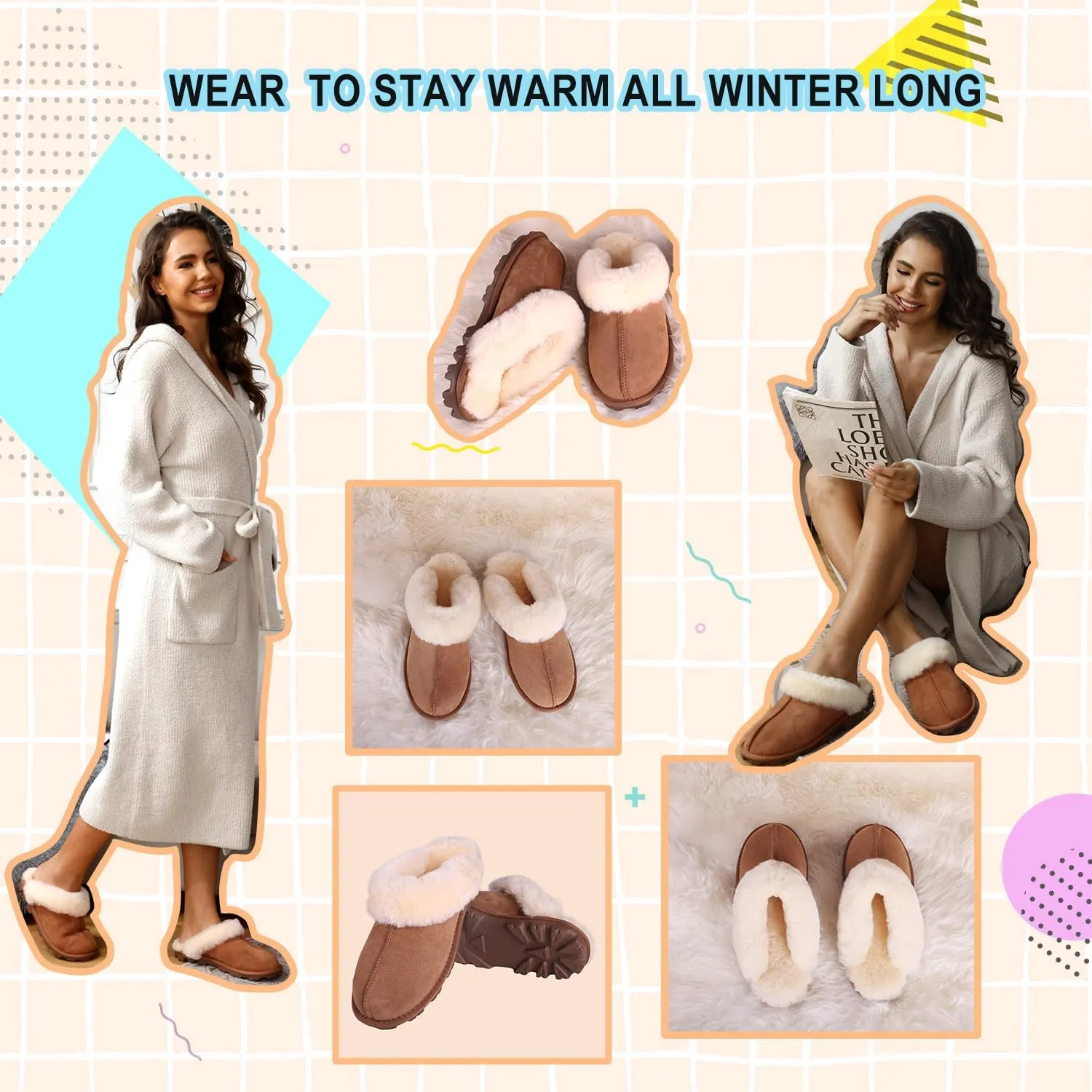 MH MYLUNE HOME Australian Sheepskin Slippers for Women - Luxuriously Soft and Sturdy, Ideal for Indoor and Outdoor Use - Shearling and Sheepskin Mule Slippers for Women