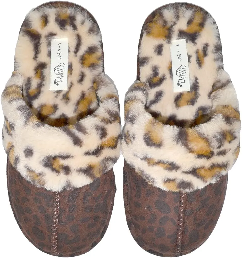 Millffy Women's Comfy Faux Fur Lining Clog Scuff House Shoes Memory Foam Slip on Anti-Skid Sole